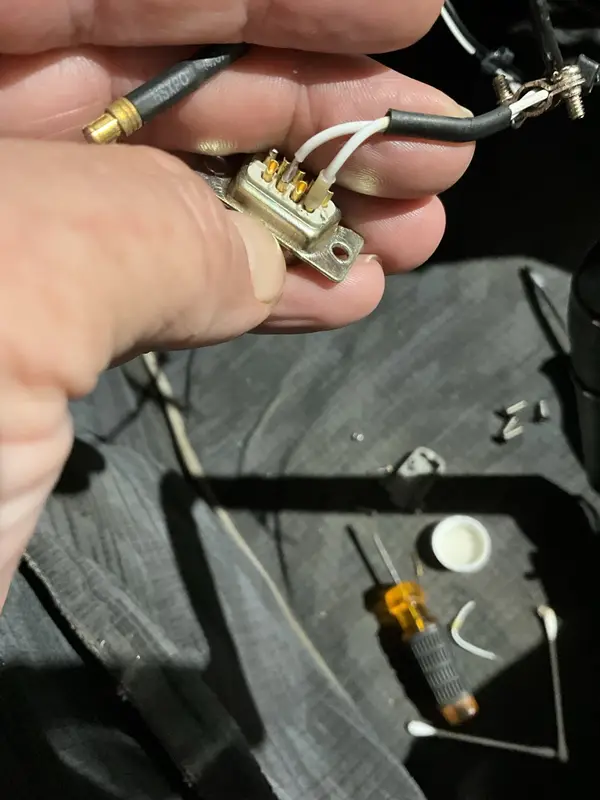 Close inspection of D-sub connector wiring