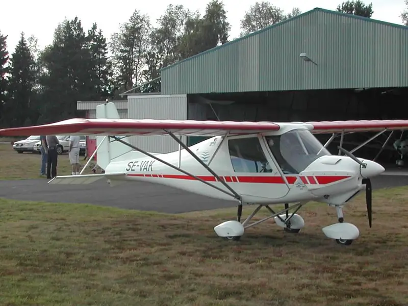 Light-sport aircraft at an airport hangar